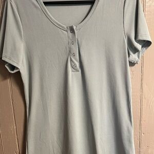 Women's Light Gray Button-Up Top